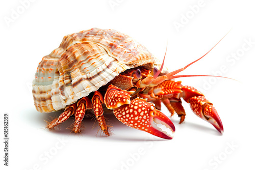 Red cooked hermit crab isolated on white background with clipping path