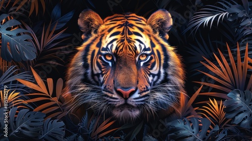 3d Tiger illustration background wallpaper colorful