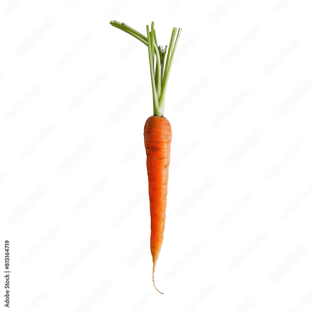 A single carrot displayed against a plain Png background, showcasing its vibrant orange color, Single carrots isolated on a transparent background A single carrot displayed against a plain Png background, showcasing its vibrant orange color, Single carrots isolated on a transparent background
