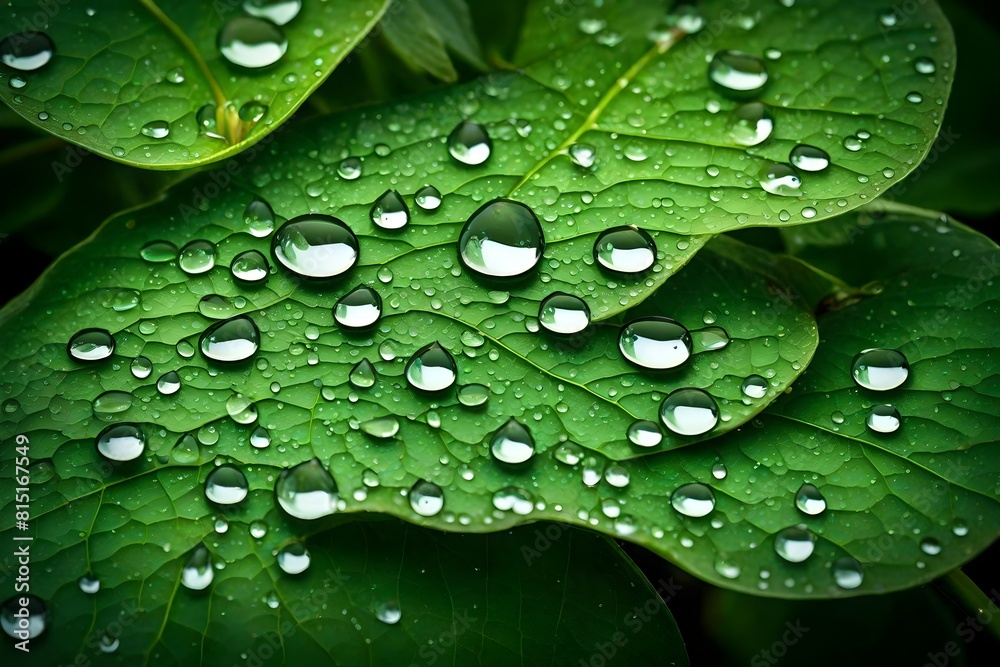 water drops on green leaf water drops on green leaf