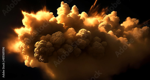 Złota eksplozja „Spring Burst”. dynamiczna i odświeżająca atmosfera dzieła sztuki, dym