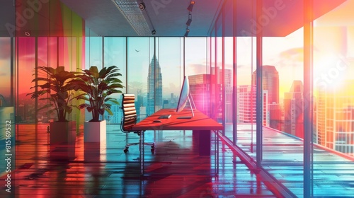 Office working reflects the dynamic vibrant tones