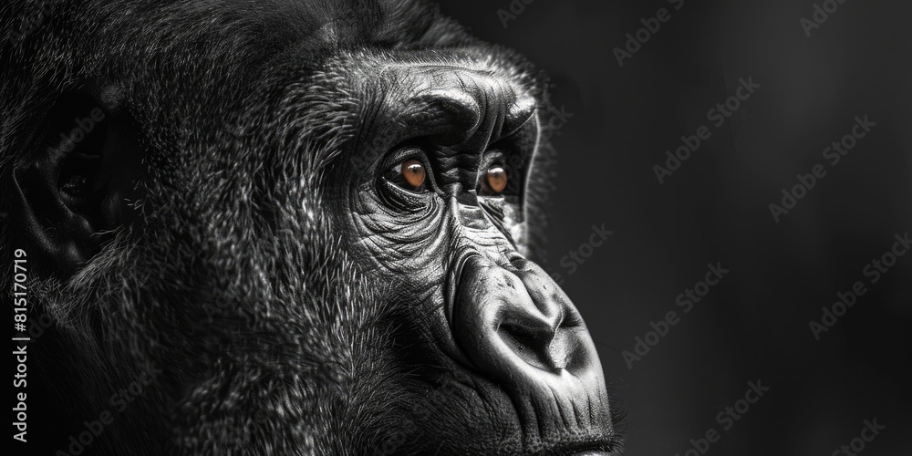 Mammal Portrait: Intense Gaze of a Gorilla in the Wild