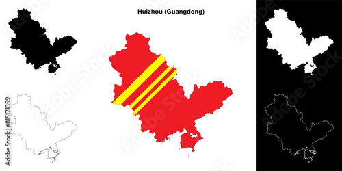 Huizhou blank outline map set photo