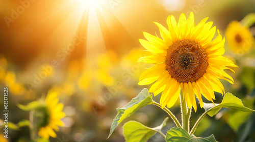 Vibrant sunflower basking in golden sunlight
