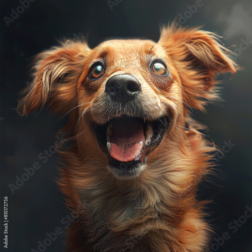 An illustration of a very expressive dog. Image made by artificial intelligence.
