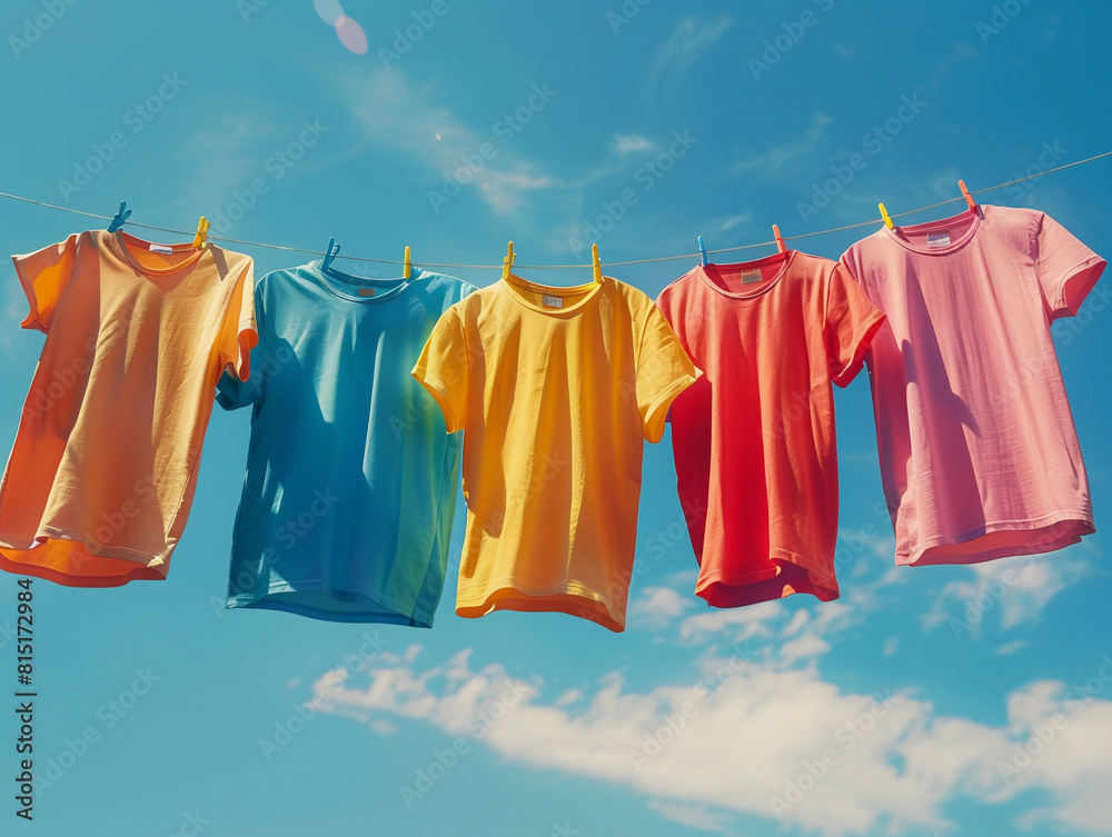 T-Shirts Drying in Bright Sunlight T-Shirts Drying in Bright Sunlight