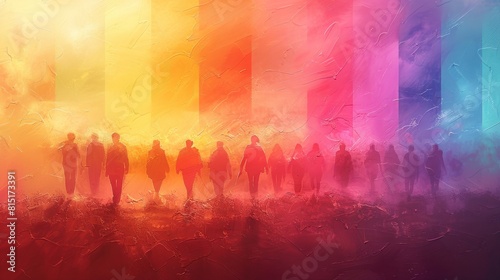 LGBT Pride Day pencil drawing flag and people illustration background