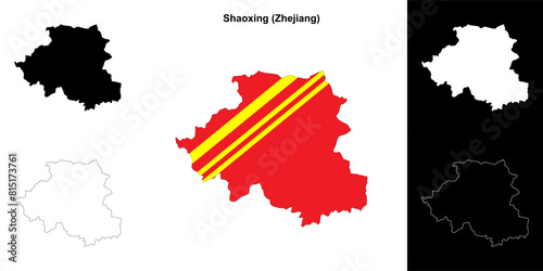 Shaoxing blank outline map set photo