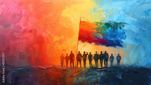 LGBT Pride Day pencil drawing flag and people illustration background © Art Wall