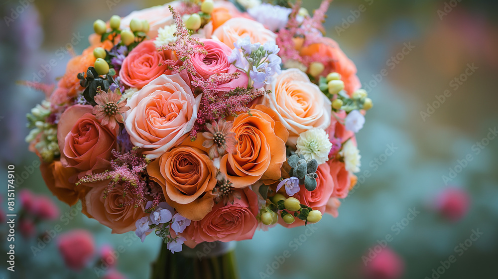 Obraz premium Roses in a brides flower bouquet