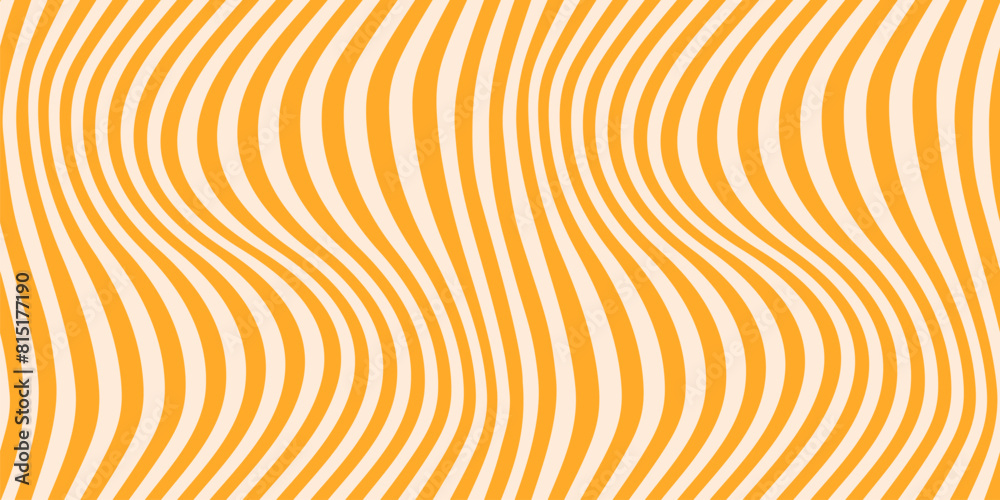 Groovy vector seamless pattern with curved lines, wavy stripes, yellow waves. Abstract distorted background. Dynamical rippled texture, 3D effect, illusion of movement. Repeated trendy geo design Groovy vector seamless pattern with curved lines, wavy stripes, yellow waves. Abstract distorted background. Dynamical rippled texture, 3D effect, illusion of movement. Repeated trendy geo design