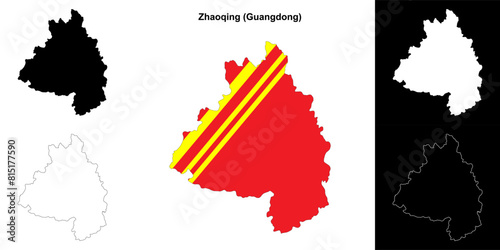 Zhaoqing blank outline map set photo