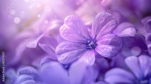 Extreme macro picture of Vinca major or Greater periwinkle flower. Closeup view of violet flower from Apocynaceae family plants growing in nature. Beautiful floral background. photo