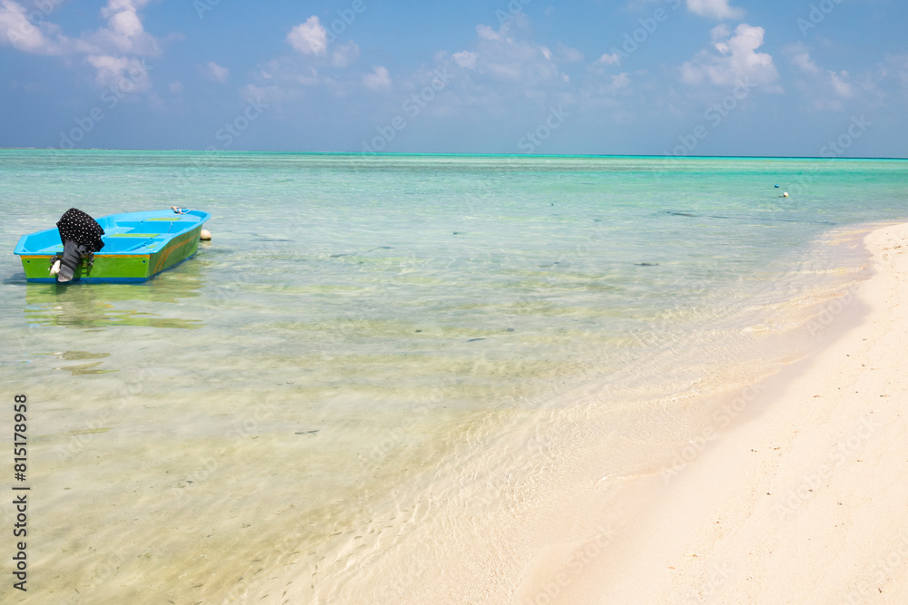 Light blue boat in Maldives 