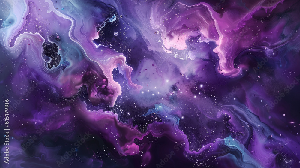 Abstraction cosmique en violet et noir avec étoiles scintillantes Abstraction cosmique en violet et noir avec étoiles scintillantes