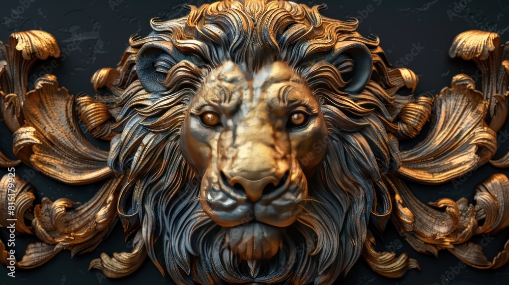 3d relief lion background wallpaper