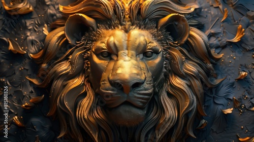 3d relief lion background wallpaper