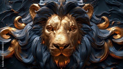 3d relief lion background wallpaper