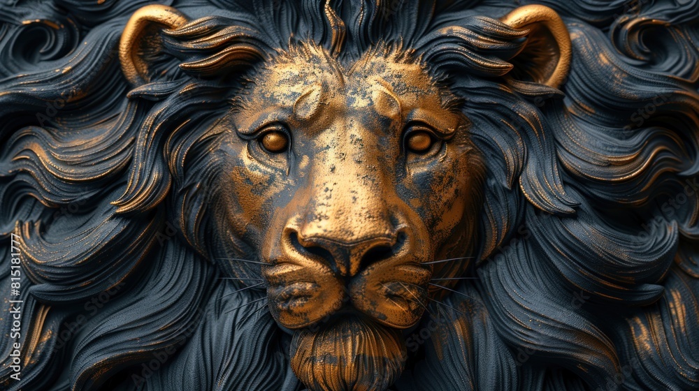 3d relief lion background wallpaper