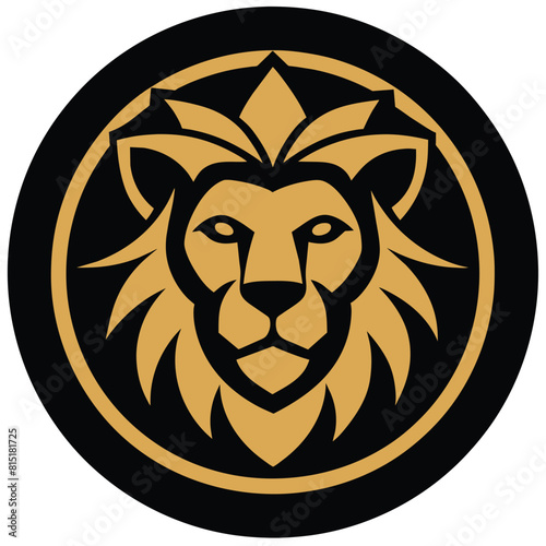 Black Golden Aura Unique regal golden roaring Lion face vector silhouette 