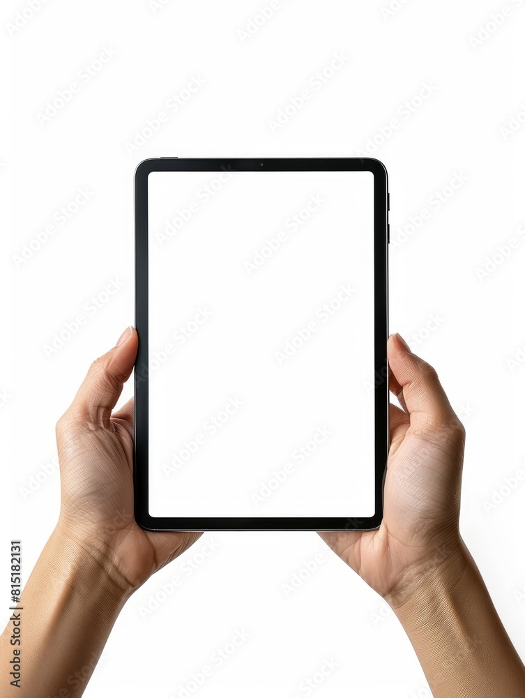 ipad pro with a blank screen in hands front look. space for text ipad pro with a blank screen in hands front look. space for text