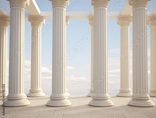 A row of Doric columns with simple, sturdy designs reminiscent of ancient Greek temples