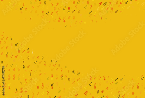 Light yellow  orange vector backdrop with gender signs.