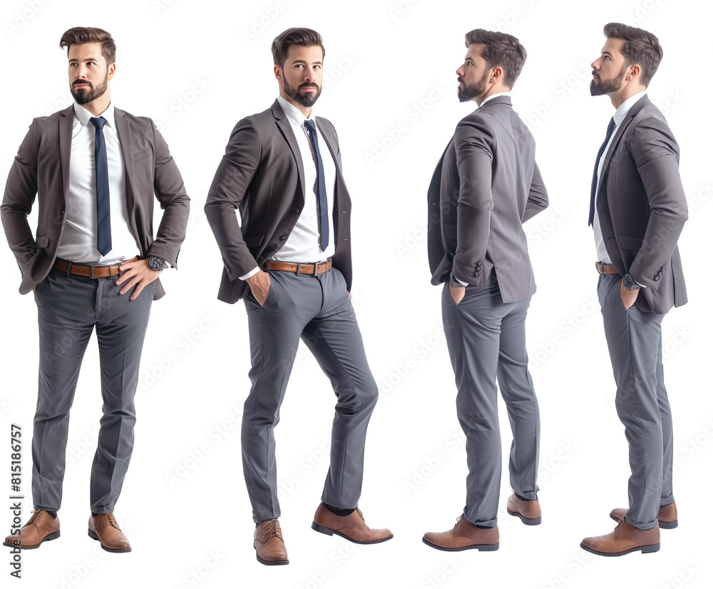 Set of business Man with natural face beauty, 25 years old, three side view, cut out Set of business Man with natural face beauty, 25 years old, three side view, cut out