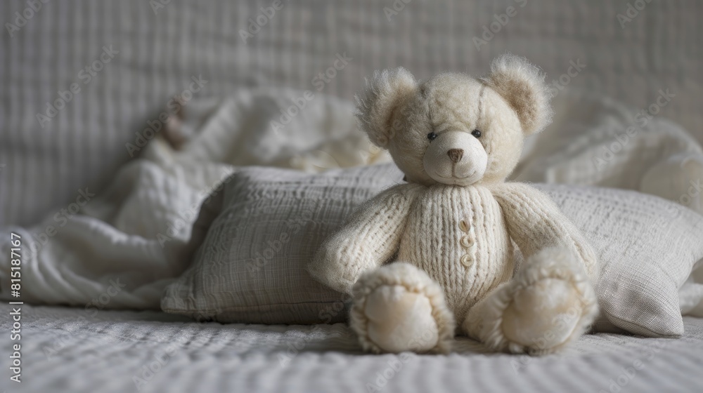 A charming teddy bear rests on a plain background radiating charm and evoking feelings of fondness Placed on the floor it becomes a source of delight for children symbolizing joy and playfu