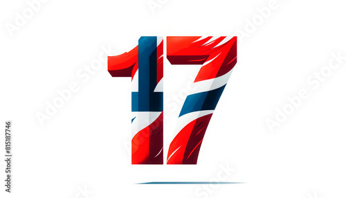 number 17 adorned with the vibrant colors of the Norwegian flag, perfect for celebrating Norway’s Constitution Day on May 17th. This dynamic image is ideal for events, promotional materials