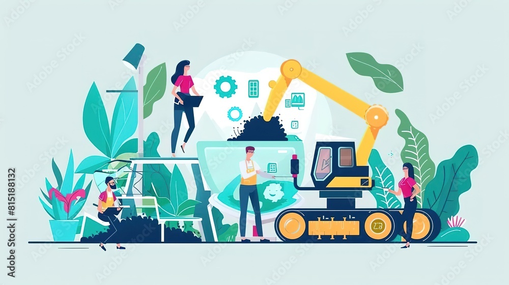 Fototapeta premium A team of engineers work together to build a new product