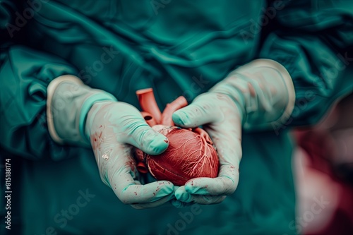 cross-section of heart surgery. Close-up. heart implantation. medicine. saving a person's life. Heart diseases