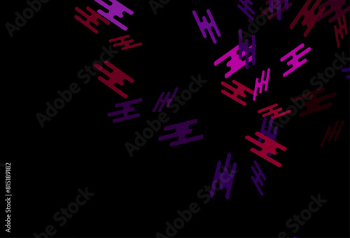 Dark Purple vector texture with colorful lines.