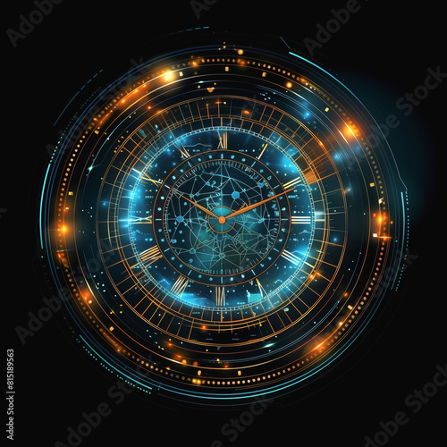 Futuristic Clock Design with Glowing Elements