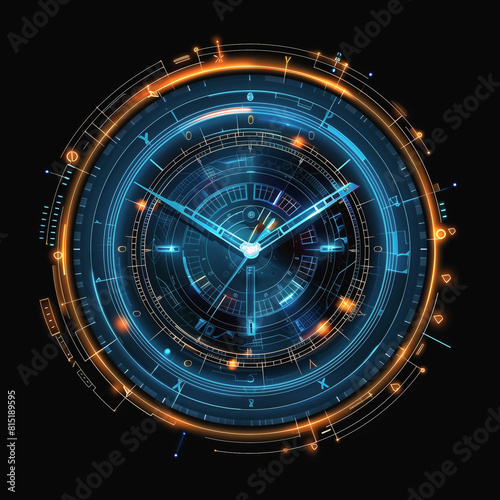 Futuristic Clock Design with Glowing Elements