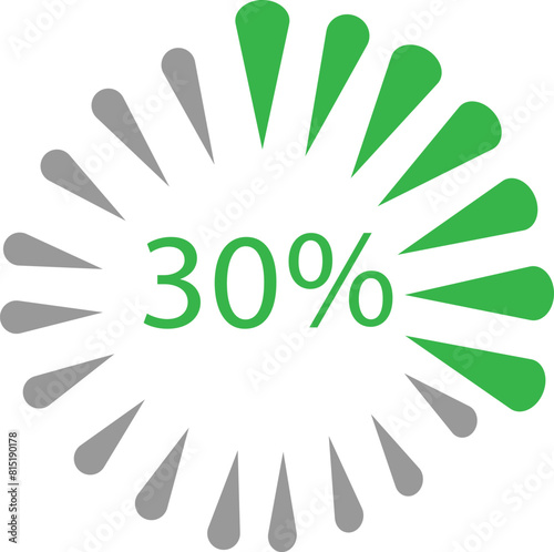 30 percent % loading circle suitable for ui and ux uses green colored