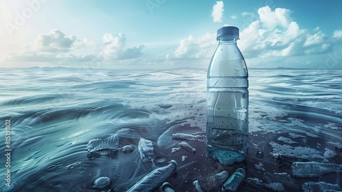 In a sobering portrayal of environmental impact, plastic water bottles litter the ocean, underscoring the urgent need for conservation efforts.