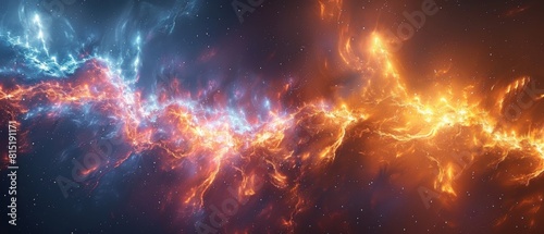 Colorful neon and realistic nebula space background.