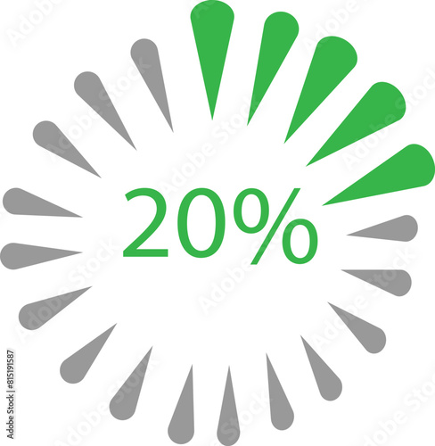 20 percent % loading circle suitable for ui and ux uses green colored