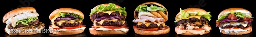 six classic delicious and appetizing burgers