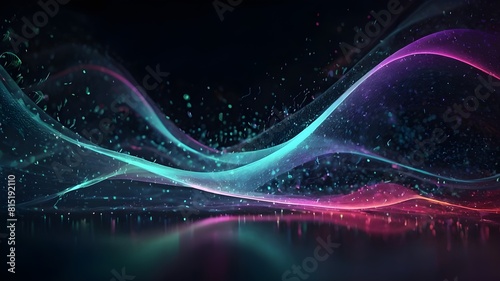 Background Design for Abstract Waving Particle Technology. Abstract wave with moving dots and particles  perfect for business cards  banners  flyers  magazines  and other high-tech and big data backgr