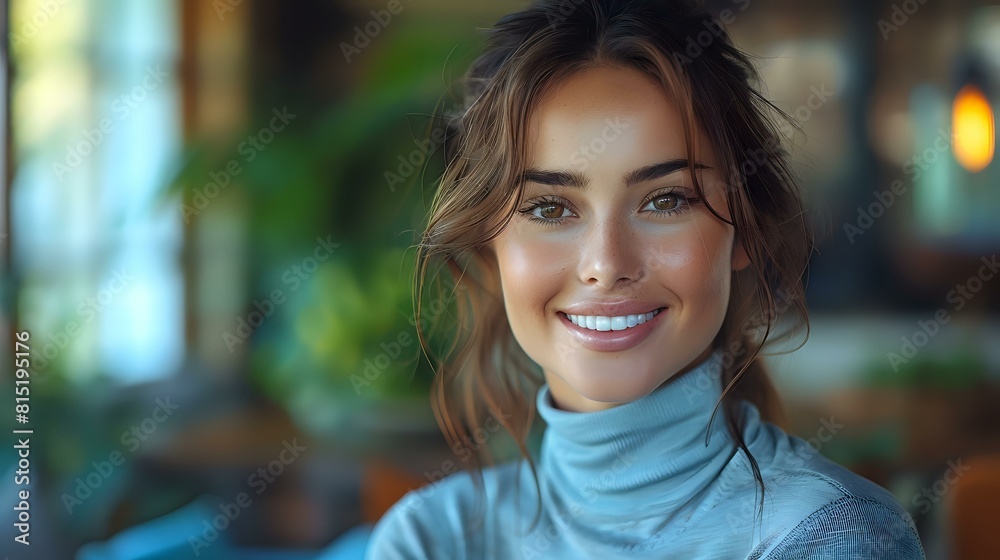 Gentle and Relaxed: Woman with Warm and Inviting Smile
