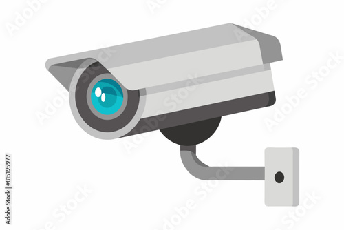 Security camera isolated on white backdrop Graphic illustration. Surveillance equipment. Concept of modern security technology, monitoring, protection. Print, logo, sign, design element