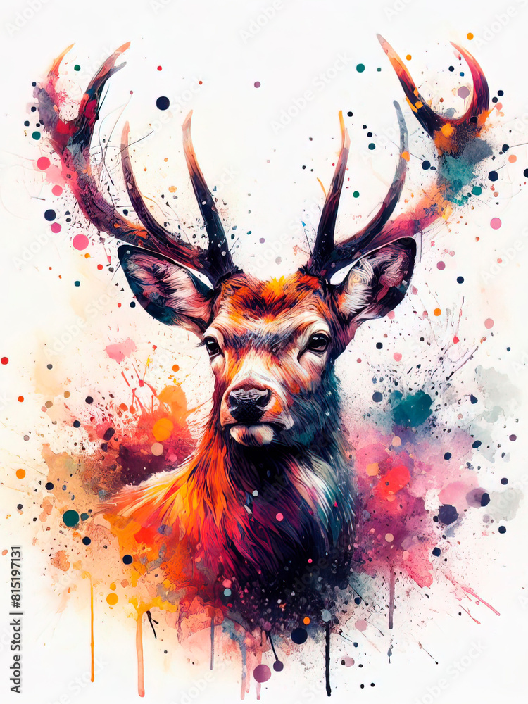 deer in watercolor