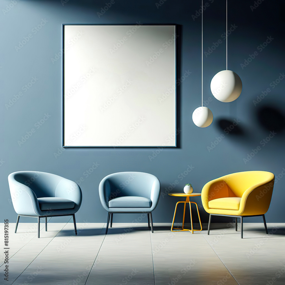Fototapeta premium Yellow Accent: Modern Decor Highlighted in Design with Background Elegance