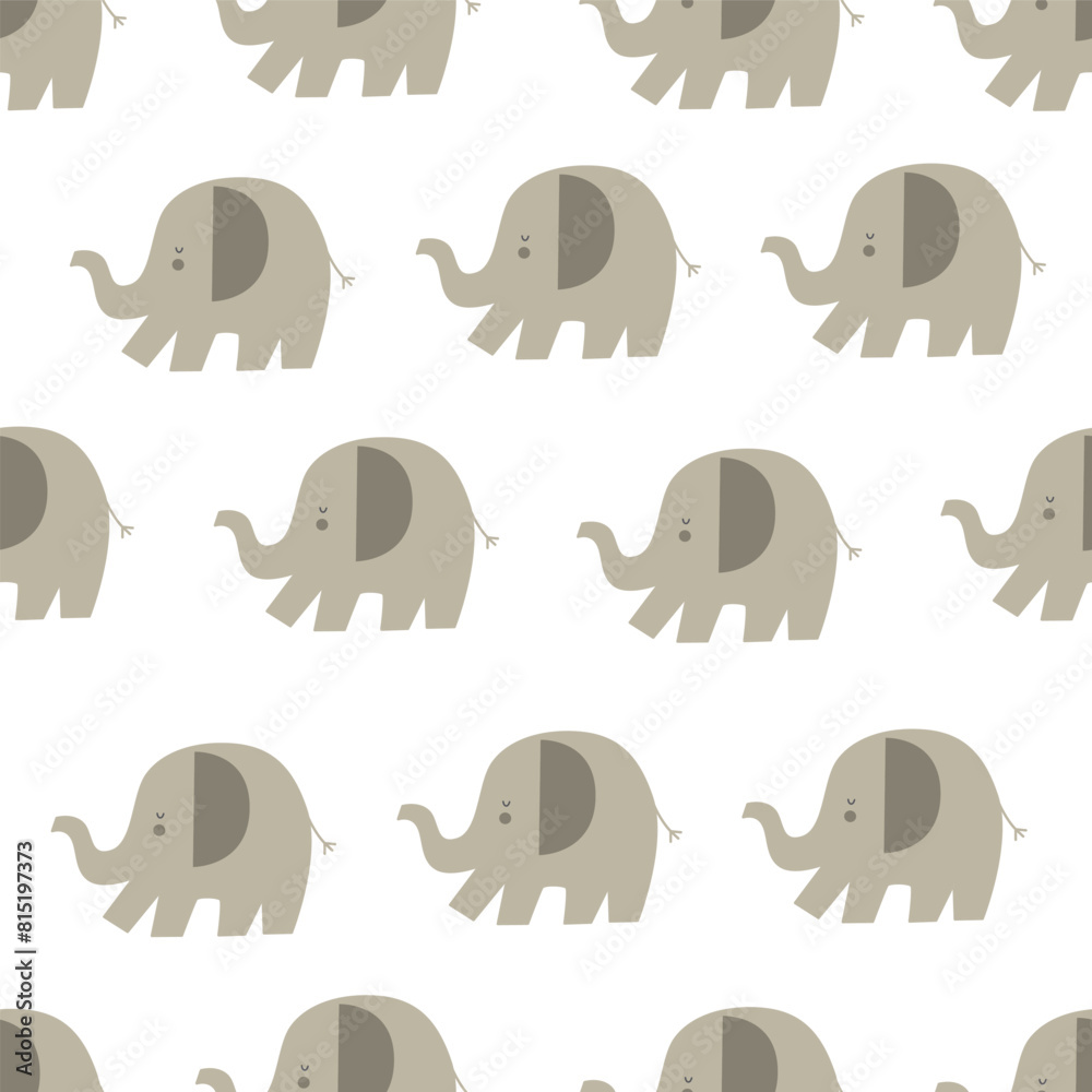 Seamless pattern with elephant. colorful vector for kids. hand drawing, flat style. baby design for fabric, print, textile, wrapper