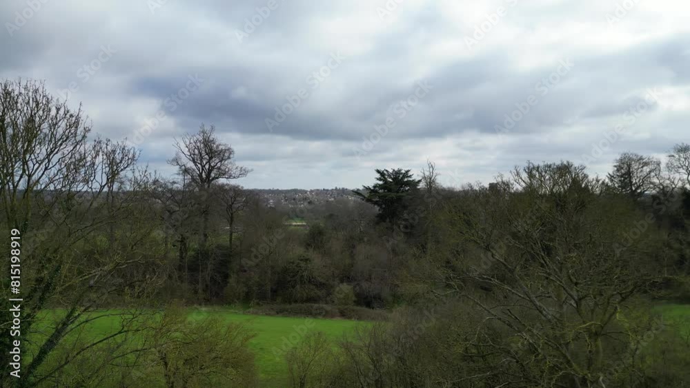 Aerial View of British Countryside Landscape at Near to Saint Albans City of England United Kingdom. March 16th, 2024 Aerial View of British Countryside Landscape at Near to Saint Albans City of England United Kingdom. March 16th, 2024