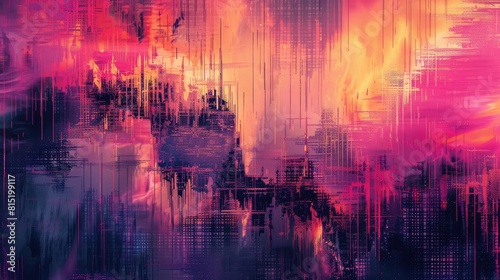 Abstract glitch art background  suitable for cyberpunk fashion brands and digital art exhibitions.