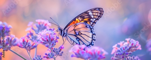 Wallpaper Mural butterfly on beautiful purple flowers close up macro shot Torontodigital.ca